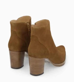 FREE LANCE Paris Bottine à talon à zip - Paddy 70 - Cuir velours - Sienna Outlet