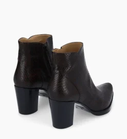 FREE LANCE Paris Bottine à talon à zip - Paddy 70 - Cuir imprimé serpent - Café Cheap