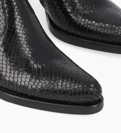 FREE LANCE Paris Bottine à talon à zip - Paddy 70 - Cuir imprimé serpent - Noir Sale