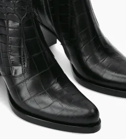 FREE LANCE Paris Bottine à talon à zip - Paddy 70 - Cuir embossé croco - Noir Shop