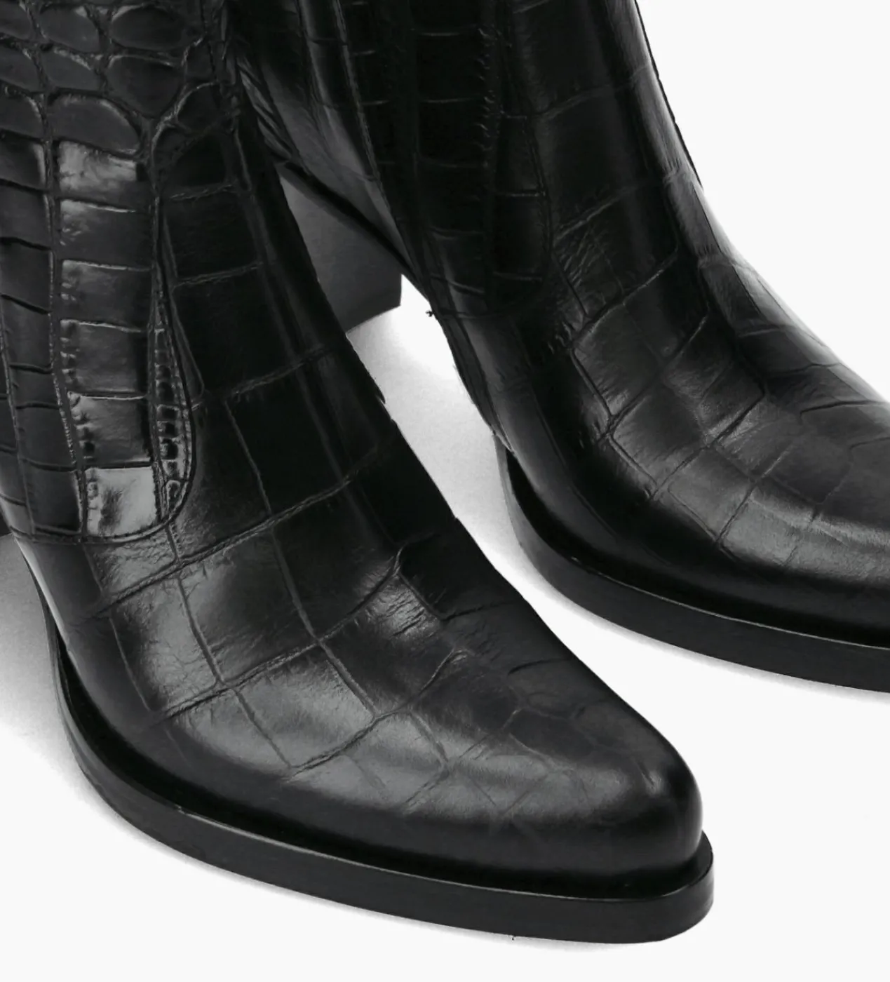 FREE LANCE Paris Bottine à talon à zip - Paddy 70 - Cuir embossé croco - Noir Shop