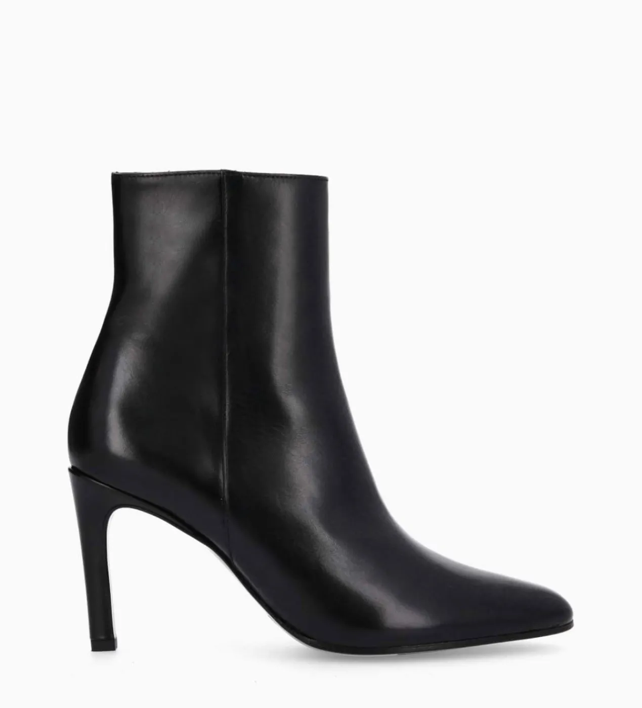 FREE LANCE Paris Bottine à talon aiguille zippée - Stella 85 - Cuir de veau lisse brillant - Noir Outlet