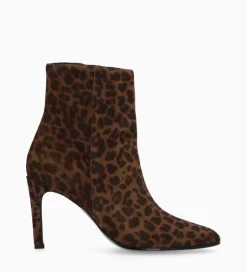 FREE LANCE Paris Bottine à talon aiguille zippée - Stella 85 - Cuir velours - Léopard Shop
