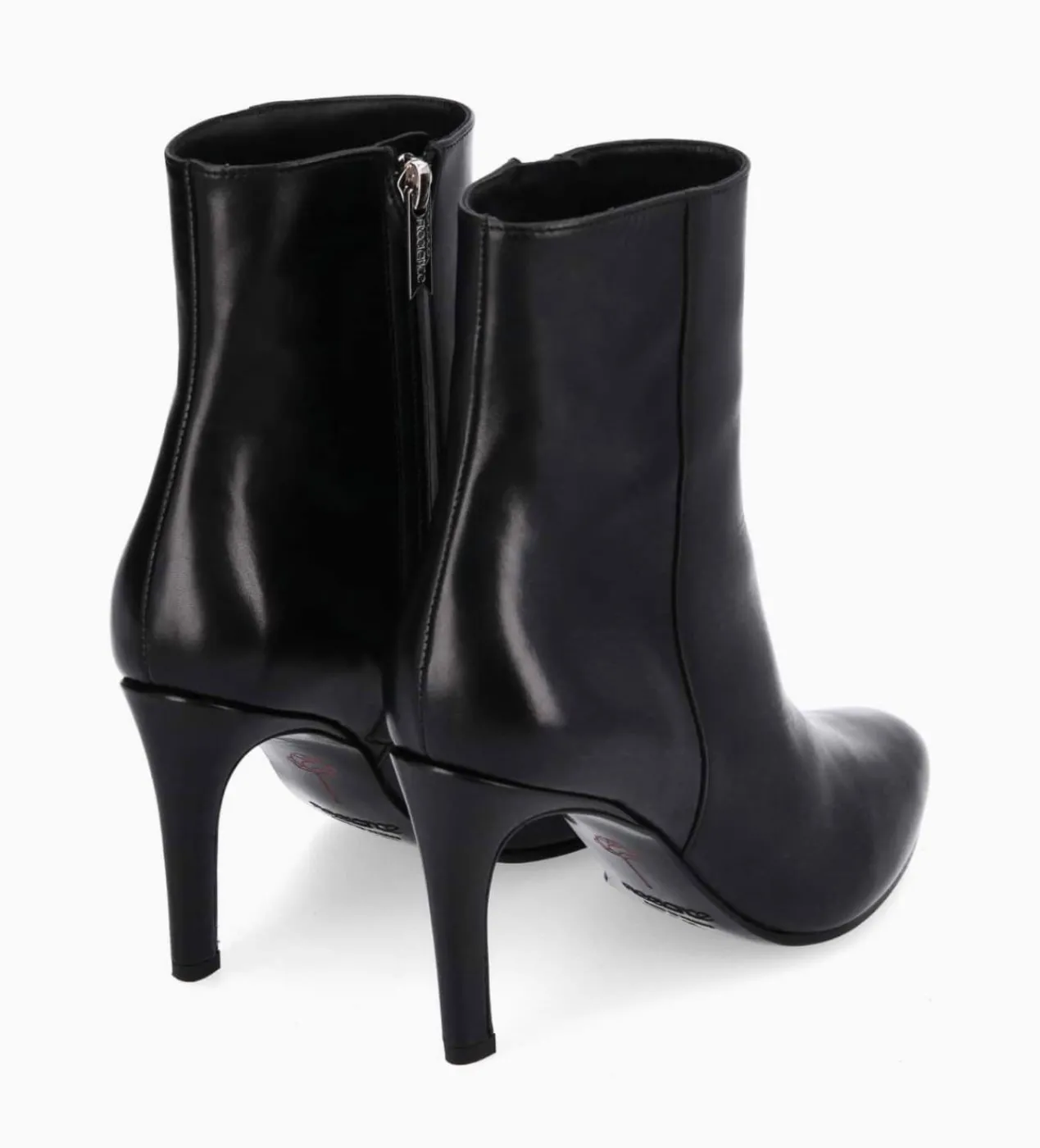 FREE LANCE Paris Bottine à talon aiguille zippée - Stella 85 - Cuir de veau lisse brillant - Noir Outlet