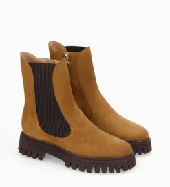 FREE LANCE Paris Bottine chelsea - Georgia - Cuir velours - Biscuit Discount