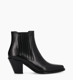 FREE LANCE Paris Bottine chelsea à talon - Jane 70 - Cuir de veau lisse - Noir Fashion