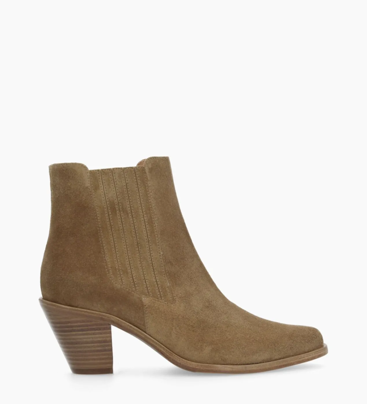 FREE LANCE Paris Bottine chelsea à talon - Jane 70 - Cuir velours - Taupe Flash Sale