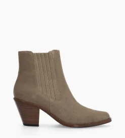 FREE LANCE Paris Bottine chelsea à talon - Jane 70 - Cuir velours - Grège New