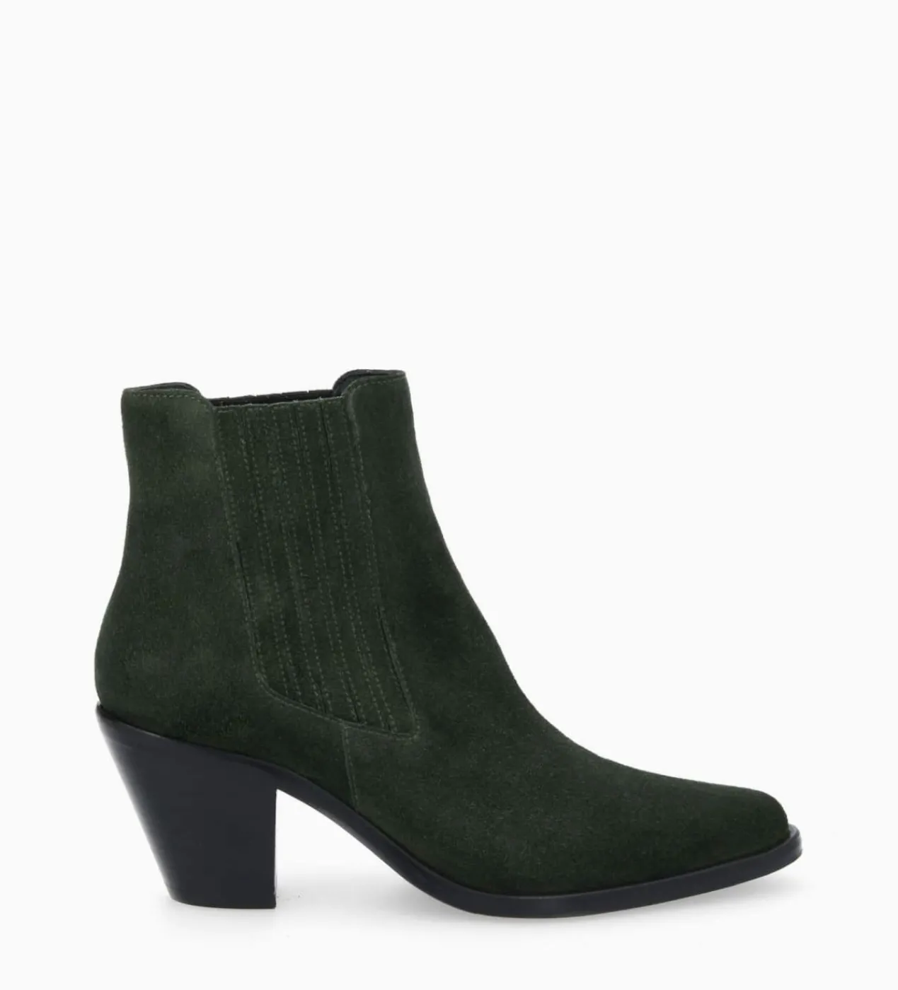 FREE LANCE Paris Bottine chelsea à talon - Jane 70 - Cuir velours - Militaire Hot