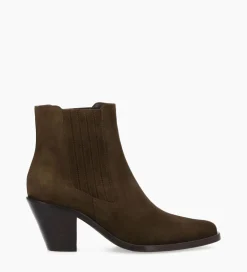 FREE LANCE Paris Bottine chelsea à talon - Jane 70 - Cuir velours - Marron foncé Marronfoncé Store