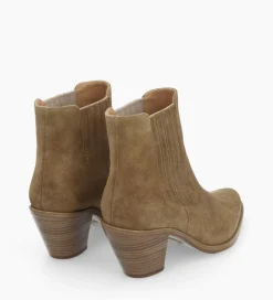 FREE LANCE Paris Bottine chelsea à talon - Jane 70 - Cuir velours - Taupe Flash Sale