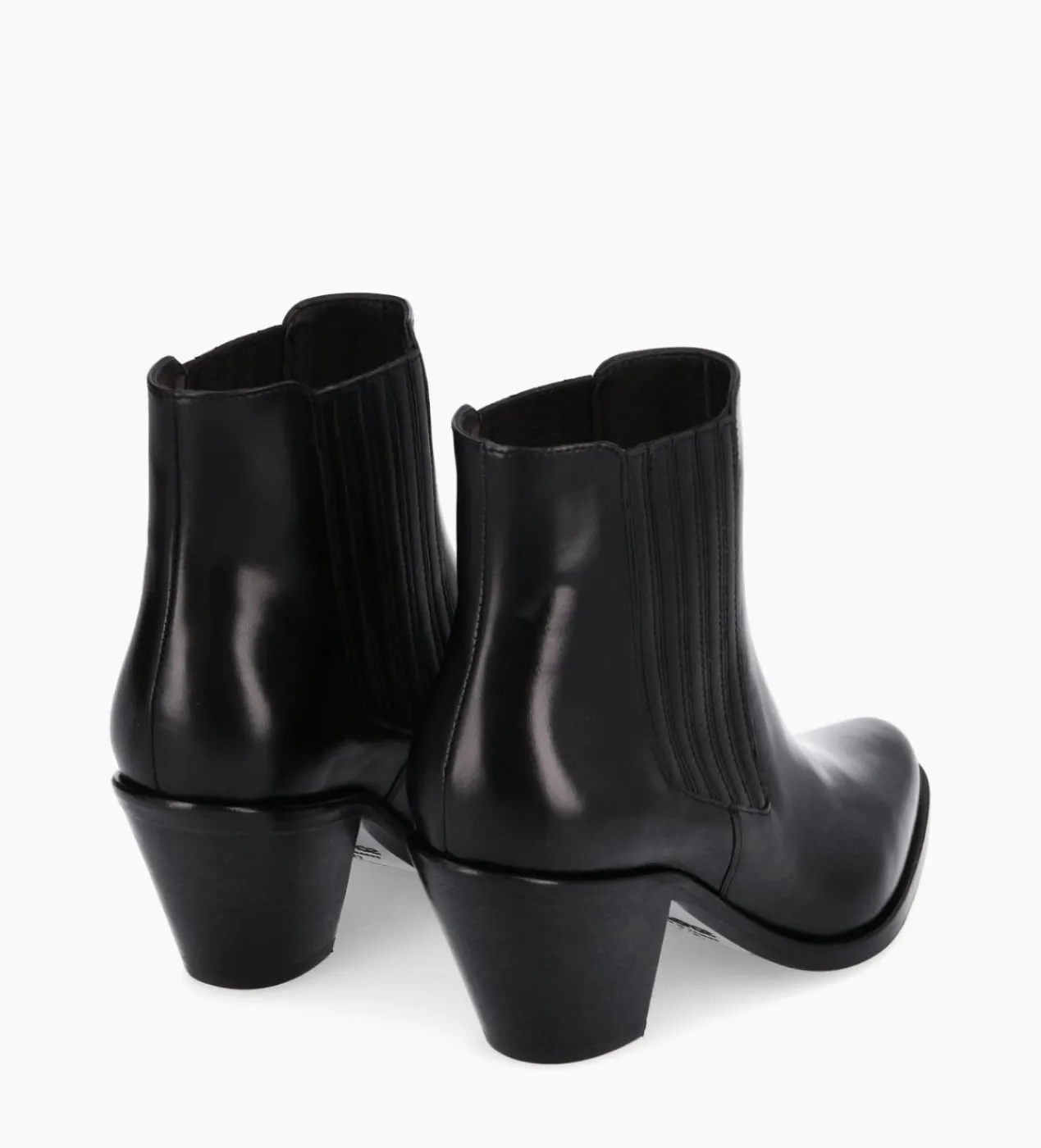 FREE LANCE Paris Bottine chelsea à talon - Jane 70 - Cuir de veau lisse - Noir Fashion