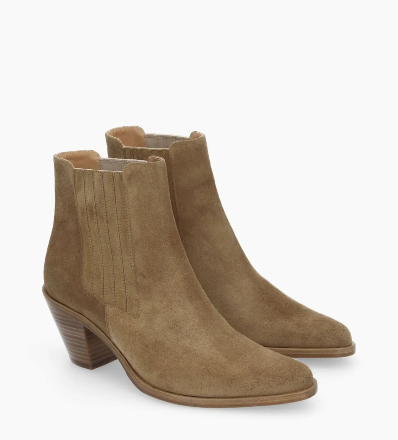 FREE LANCE Paris Bottine chelsea à talon - Jane 70 - Cuir velours - Taupe Flash Sale
