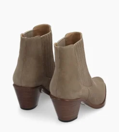 FREE LANCE Paris Bottine chelsea à talon - Jane 70 - Cuir velours - Grège New