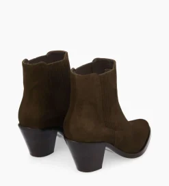 FREE LANCE Paris Bottine chelsea à talon - Jane 70 - Cuir velours - Marron foncé Marronfoncé Store