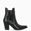 FREE LANCE Paris Bottine chelsea à talon - Sandy 80 - Cuir imprimé serpent verni - Noir Discount