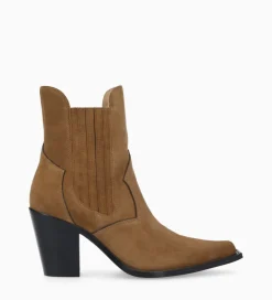 FREE LANCE Paris Bottine chelsea à talon - Sandy 80 - Cuir velours - Brun New