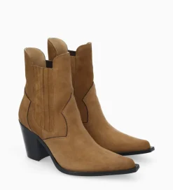 FREE LANCE Paris Bottine chelsea à talon - Sandy 80 - Cuir velours - Brun New