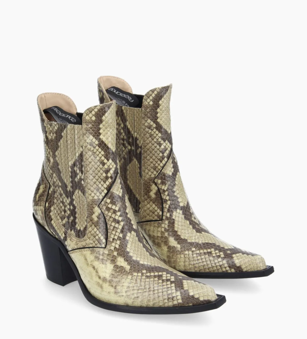 FREE LANCE Paris Bottine chelsea à talon - Sandy 80 - Cuir imprimé serpent - Naturel Flash Sale