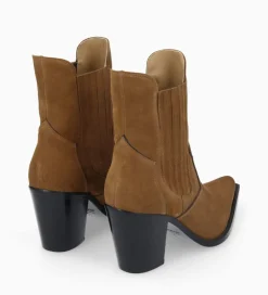 FREE LANCE Paris Bottine chelsea à talon - Sandy 80 - Cuir velours - Brun New