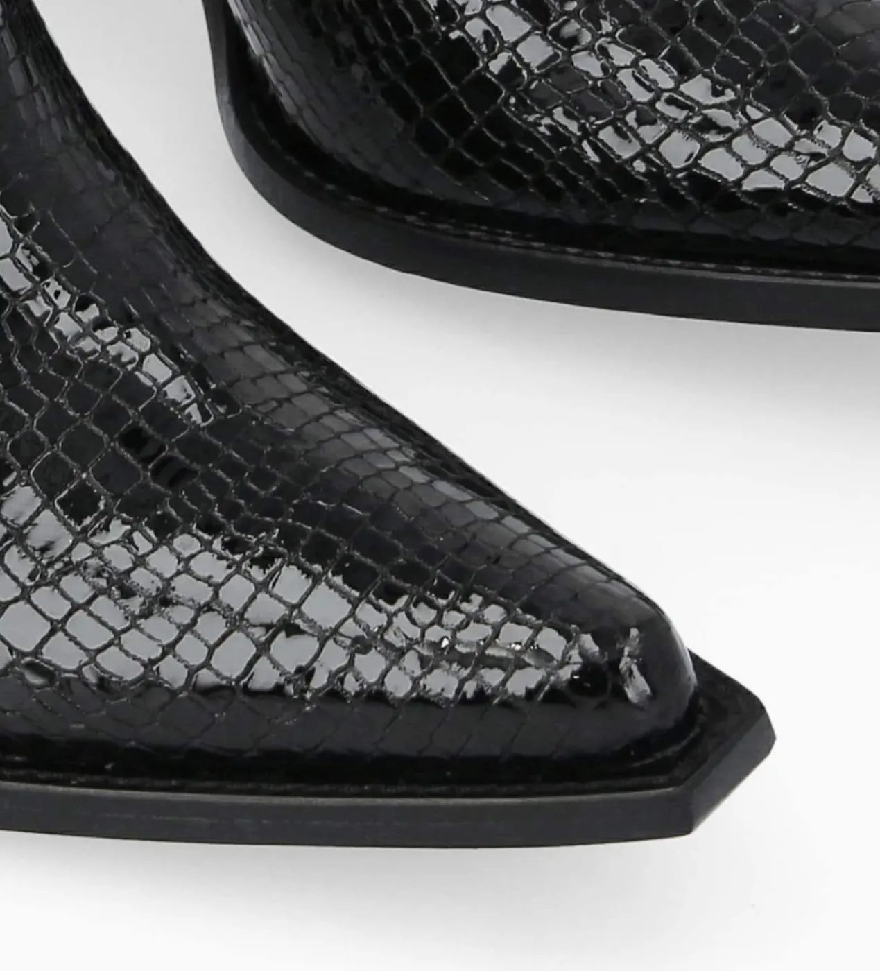 FREE LANCE Paris Bottine chelsea à talon - Sandy 80 - Cuir imprimé serpent verni - Noir Discount