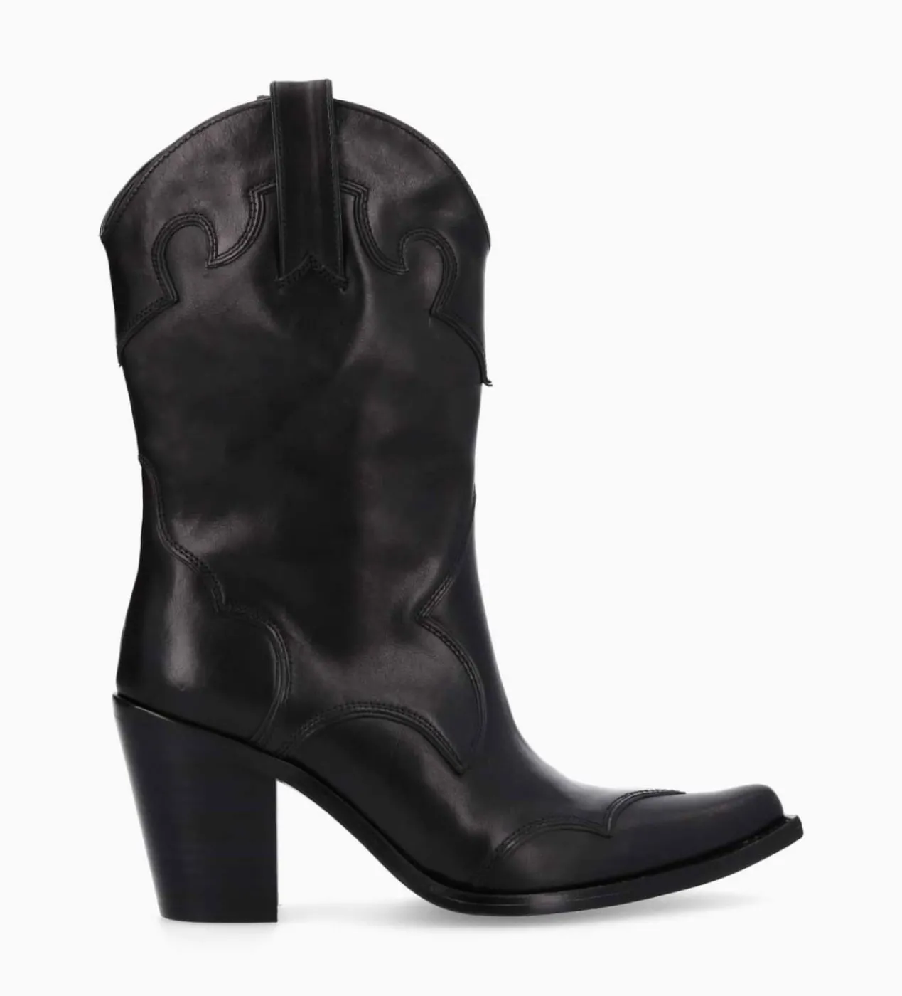 FREE LANCE Paris Bottine western à talon - Andy 80 - Cuir de veau lisse mat - Noir Sale