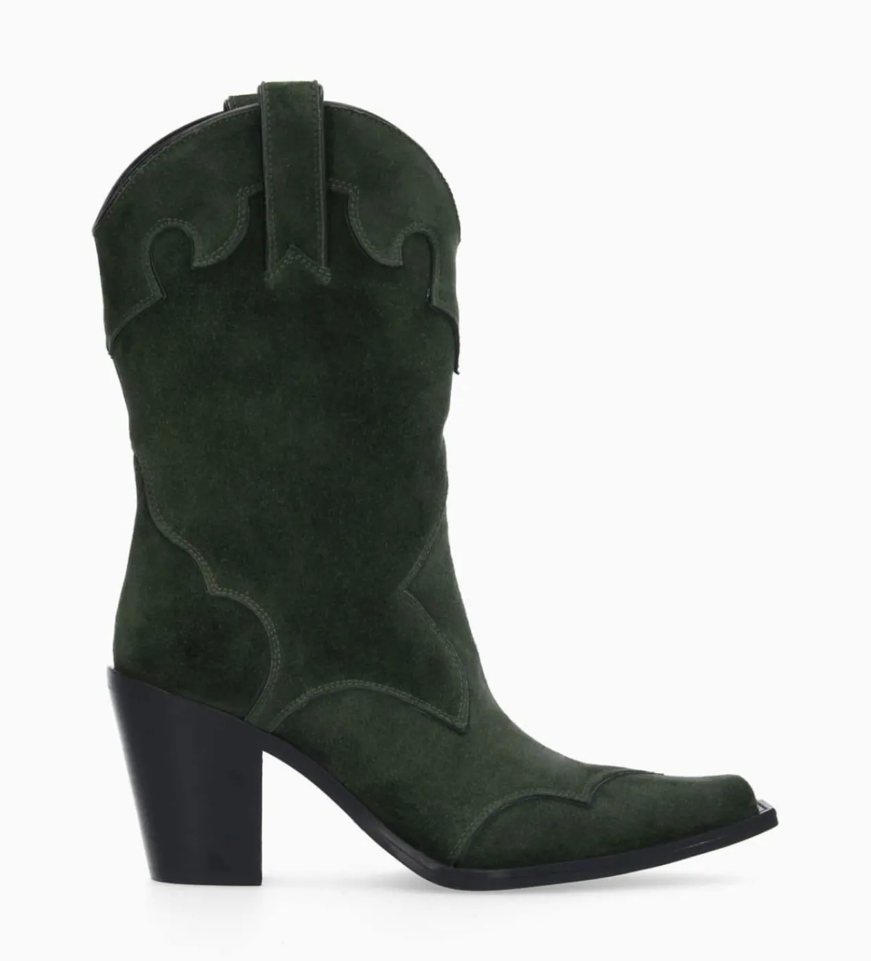 FREE LANCE Paris Bottine western à talon - Andy 80 - Cuir velours - Militaire Hot