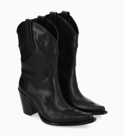 FREE LANCE Paris Bottine western à talon - Andy 80 - Cuir de veau lisse mat - Noir Sale