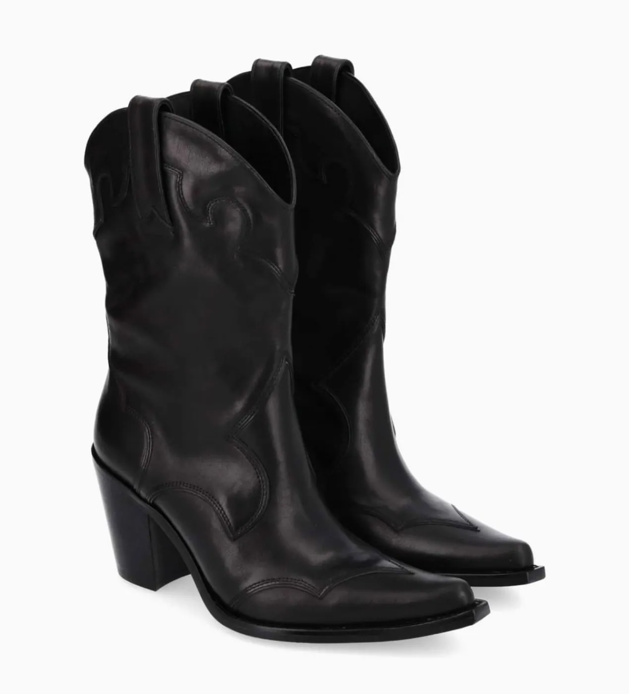 FREE LANCE Paris Bottine western à talon - Andy 80 - Cuir de veau lisse mat - Noir Sale