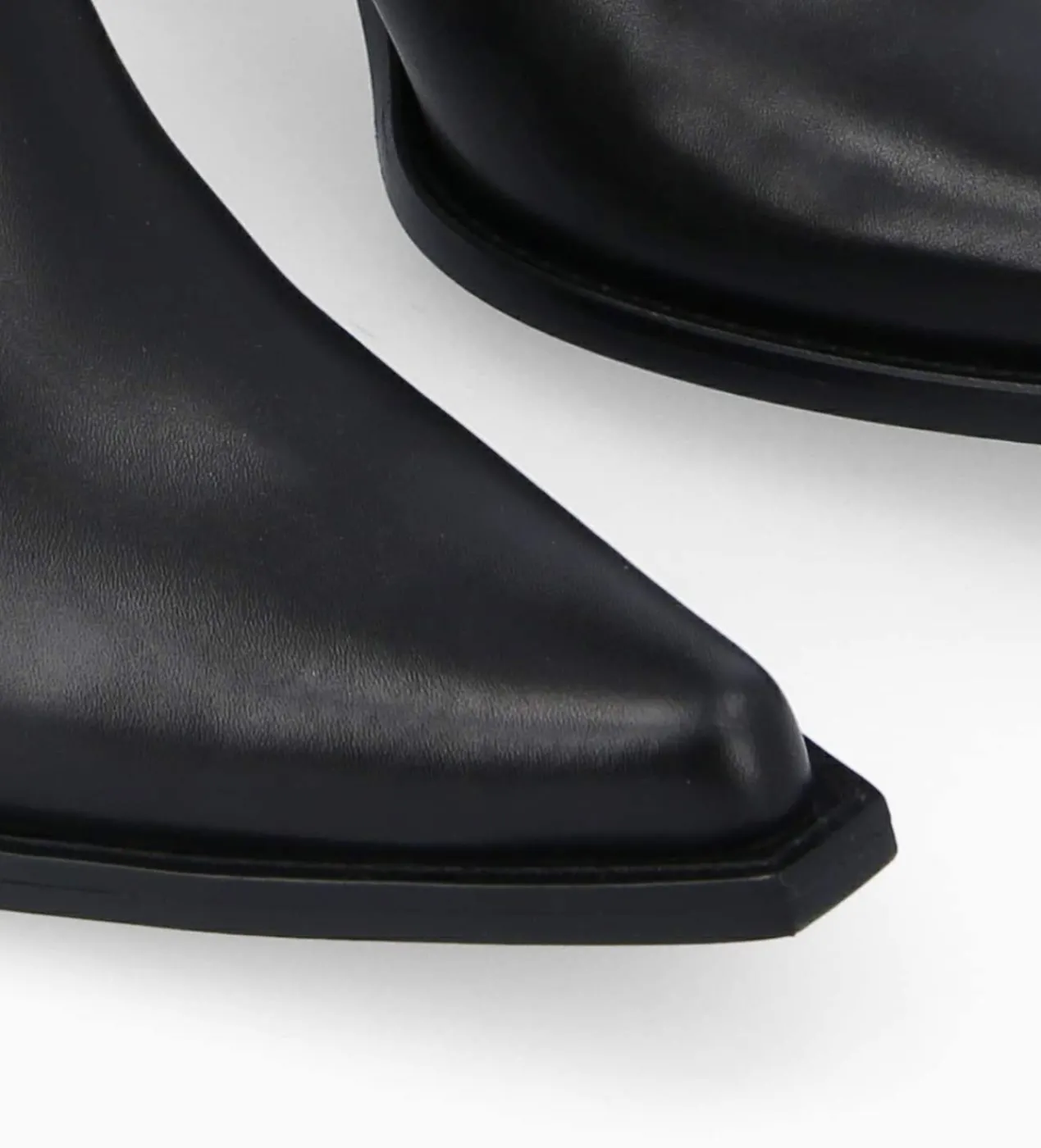 FREE LANCE Paris Bottine western à talon brodée - Tippi 80 - Cuir de veau lisse brillant - Noir/Beige Store