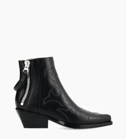 FREE LANCE Paris Bottine Western brodée - Calamity 40 - Cuir de veau lisse mat - Noir Best Sale