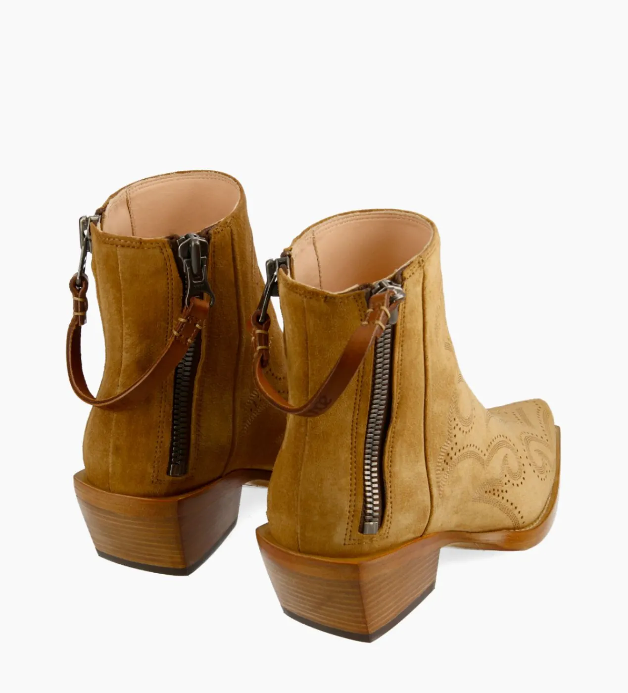 FREE LANCE Paris Bottine Western brodée - Calamity 40 - Cuir velours - Cigare Outlet