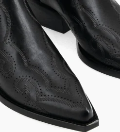 FREE LANCE Paris Bottine Western brodée - Calamity 40 - Cuir de veau lisse mat - Noir Best Sale