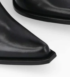 FREE LANCE Paris Bottine western brodée à talon avec clous - Tippi 80 - Cuir de veau lisse/Cuir imprimé serpent - Noir Fashion