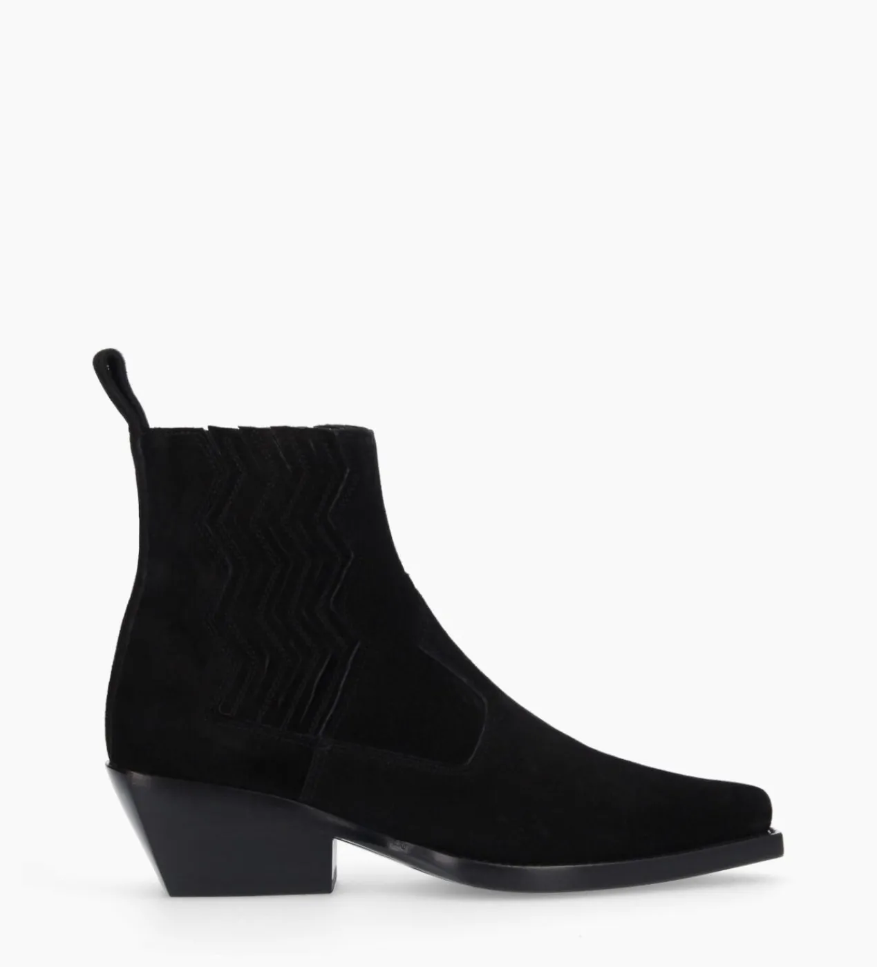 FREE LANCE Paris Bottine western chelsea - Calamity 40 - Cuir velours - Noir Flash Sale