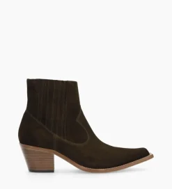 FREE LANCE Paris Bottine western chelsea - Sibelle 50 - Cuir velours - Vert olive Vertolive Cheap