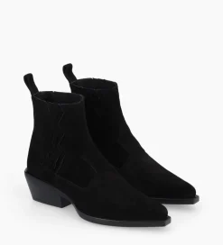 FREE LANCE Paris Bottine western chelsea - Calamity 40 - Cuir velours - Noir Flash Sale