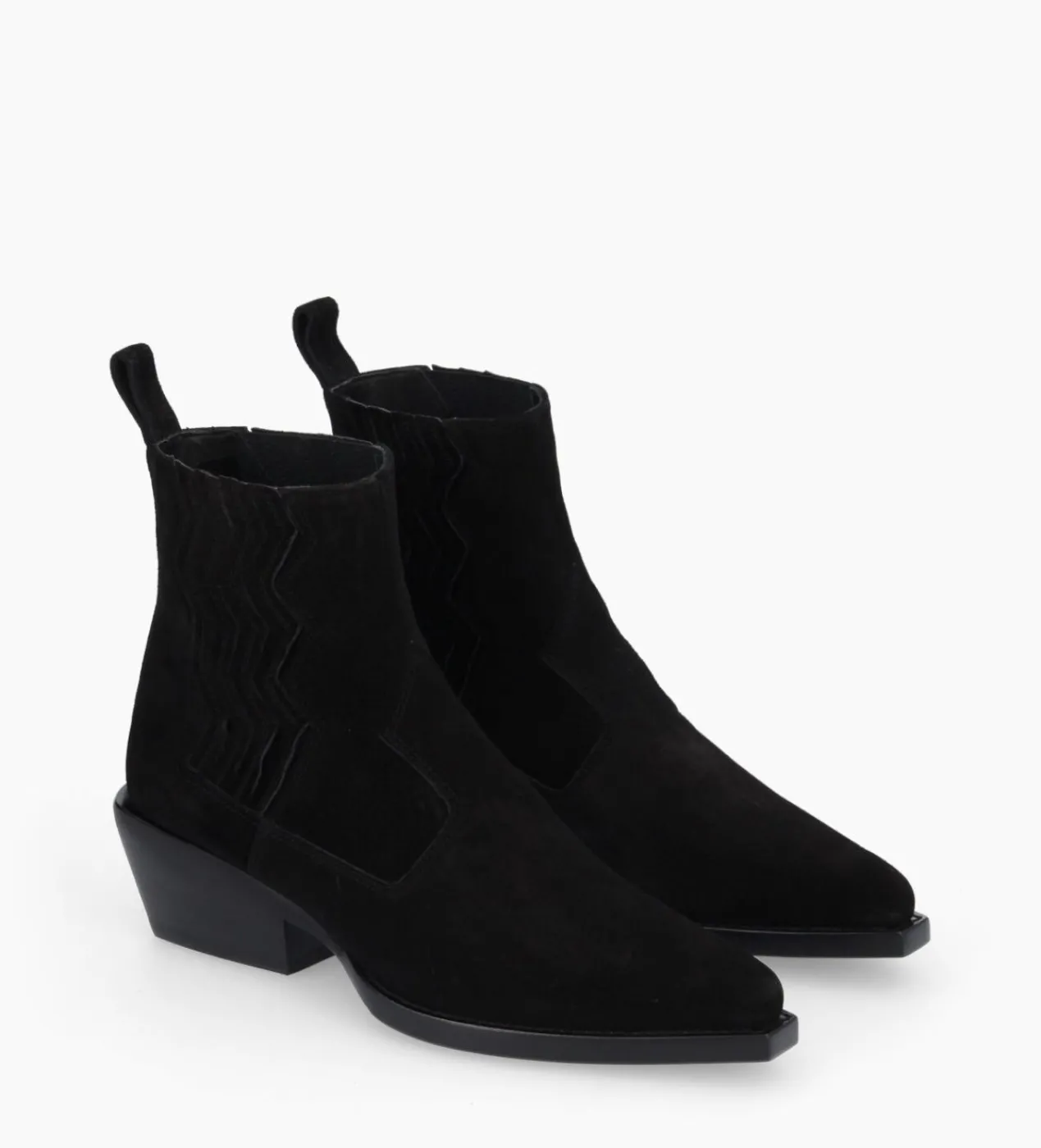 FREE LANCE Paris Bottine western chelsea - Calamity 40 - Cuir velours - Noir Flash Sale