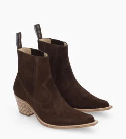 FREE LANCE Paris Bottine western chelsea - Sibelle 50 - Cuir velours - Ebène New
