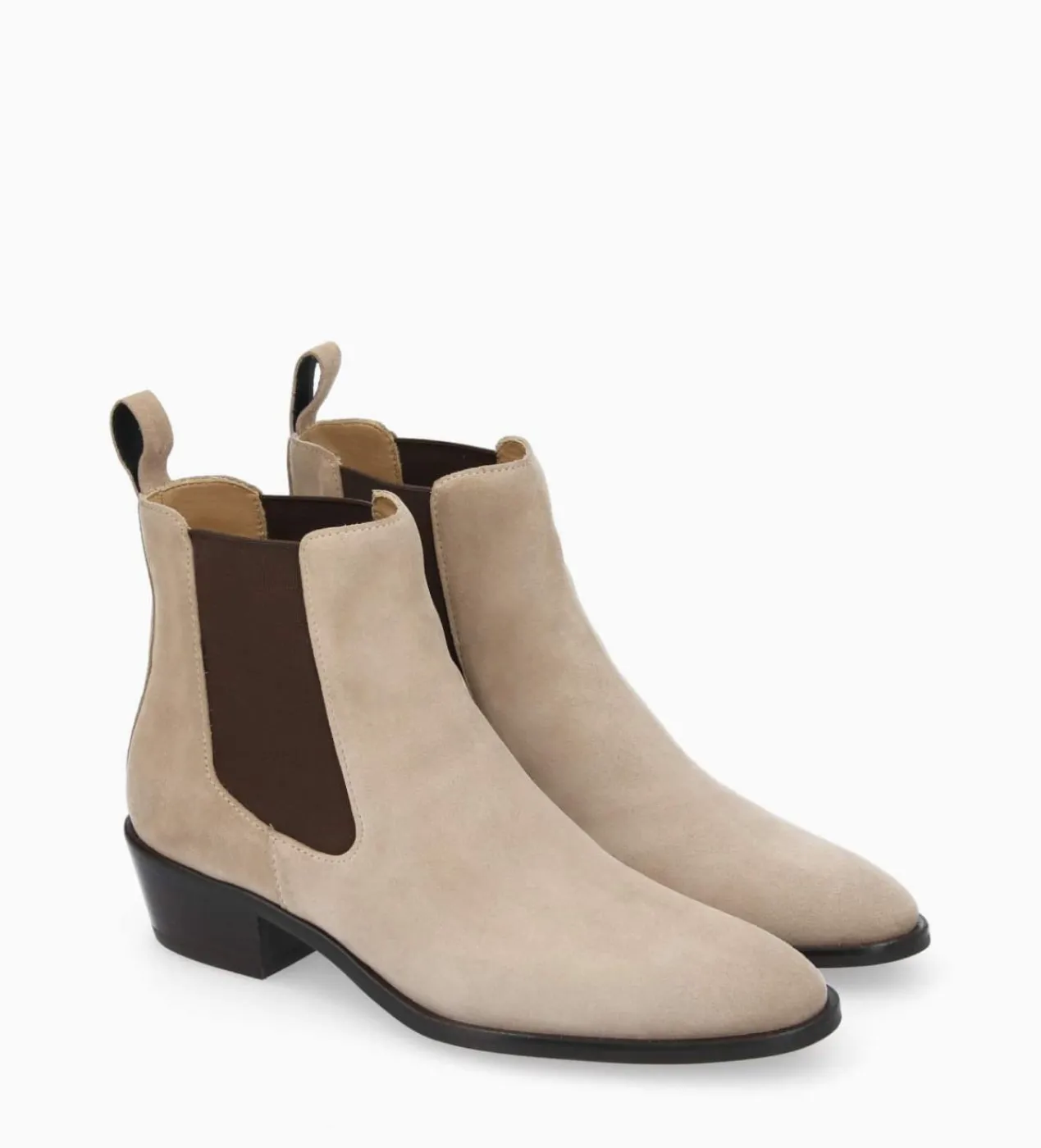FREE LANCE Paris Bottine western chelsea - Kim 40 - Cuir velours - Taupe Cheap