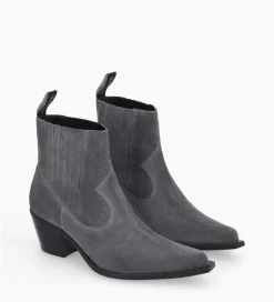 FREE LANCE Paris Bottine western chelsea - Sibelle 50 - Cuir velours - Stone Sale