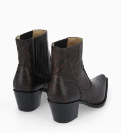 FREE LANCE Paris Bottine western chelsea - Sibelle 50 - Cuir imprimé serpent - Café Fashion