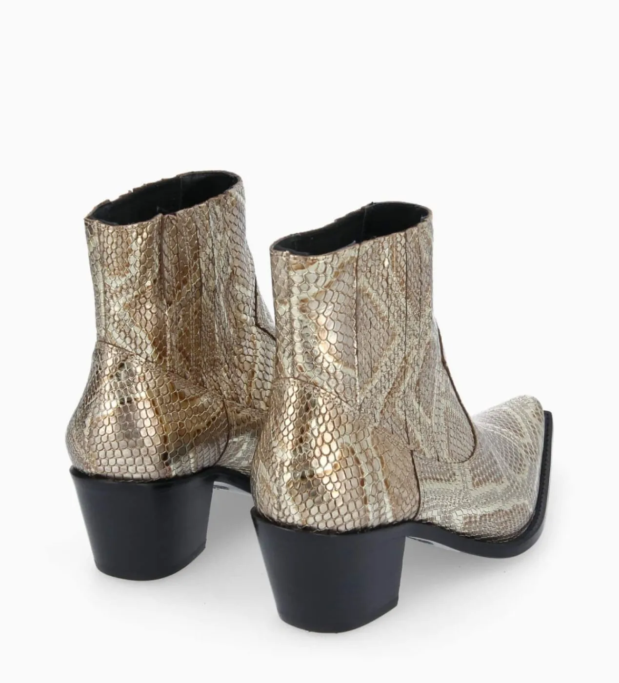 FREE LANCE Paris Bottine western chelsea - Sibelle 50 - Cuir imprimé serpent - Doré Outlet