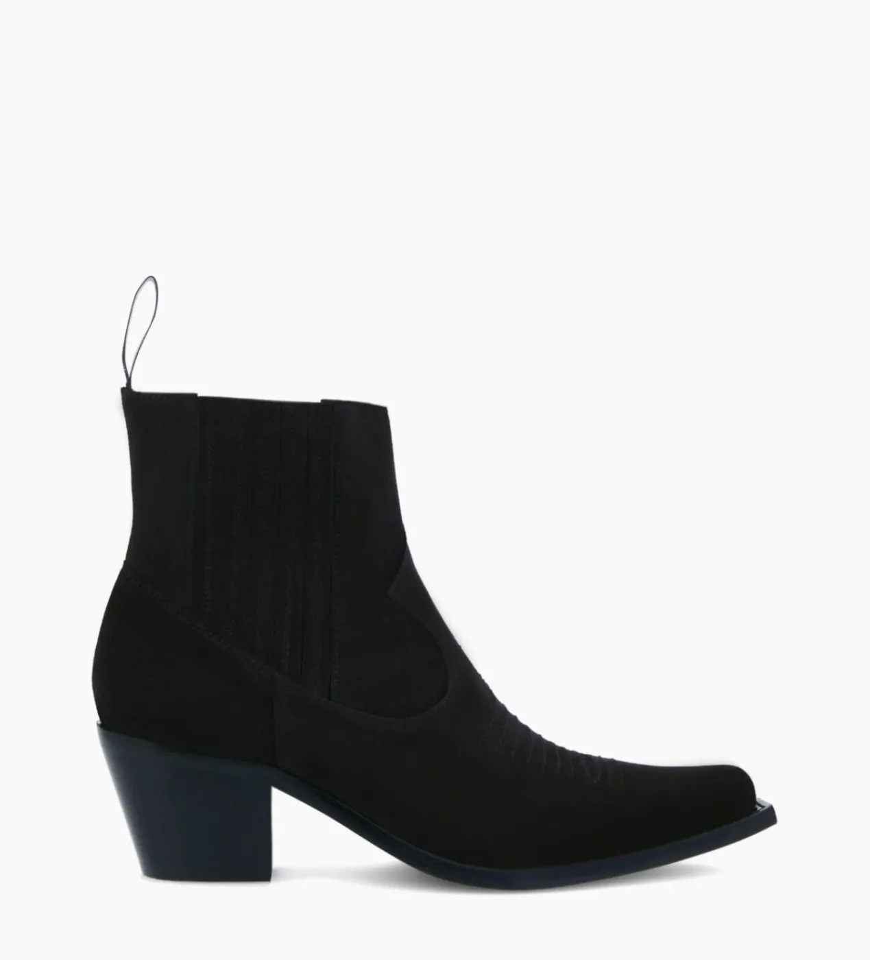 FREE LANCE Paris Bottine western chelsea brodée à talon - Simone 50 - Cuir velours - Noir Flash Sale