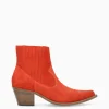 FREE LANCE Paris Bottine western chelsea brodée à talon - Simone 50 - Cuir velours - Coquelicot Flash Sale