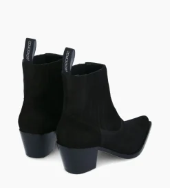 FREE LANCE Paris Bottine western chelsea brodée à talon - Simone 50 - Cuir velours - Noir Flash Sale