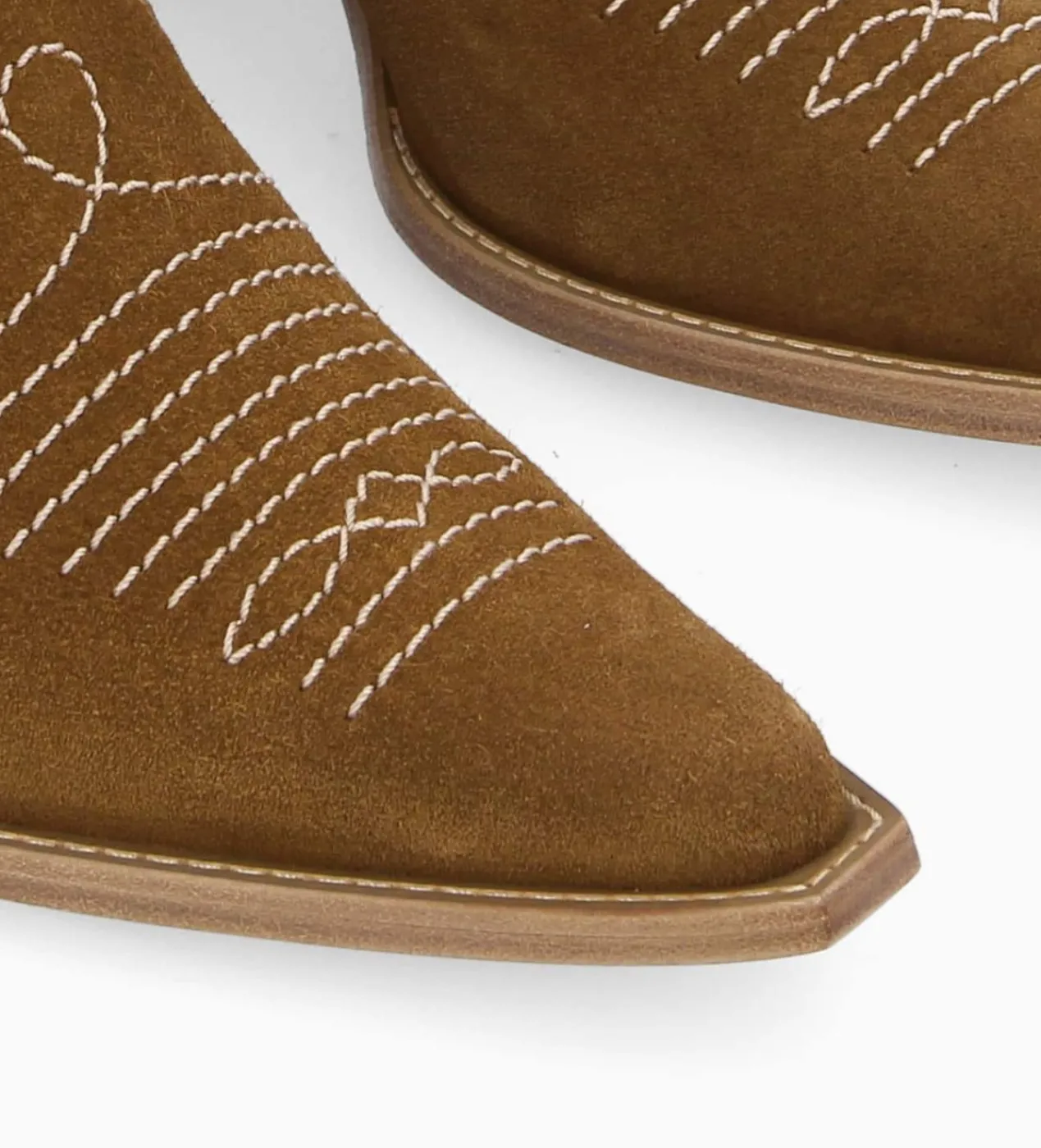 FREE LANCE Paris Bottine western chelsea brodée à talon - Simone 50 - Cuir velours - Sienna Clearance