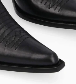 FREE LANCE Paris Bottine western chelsea brodée à talon - Simone 50 - Cuir de veau lisse brillant - Noir Clearance