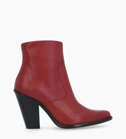 FREE LANCE Paris Bottine western zippée - Jane 9 - Cuir lisse - Rouge Sale