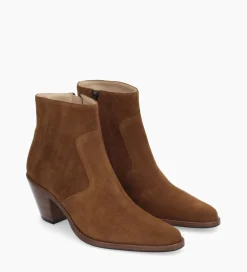 FREE LANCE Paris Bottine western zippée - Jane 7 - Cuir velours - Marron Cheap
